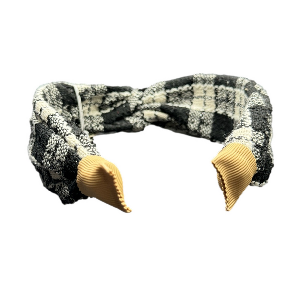 Fall Knit Plaid Twist Headband - Black - NWT - Picture 3 of 5